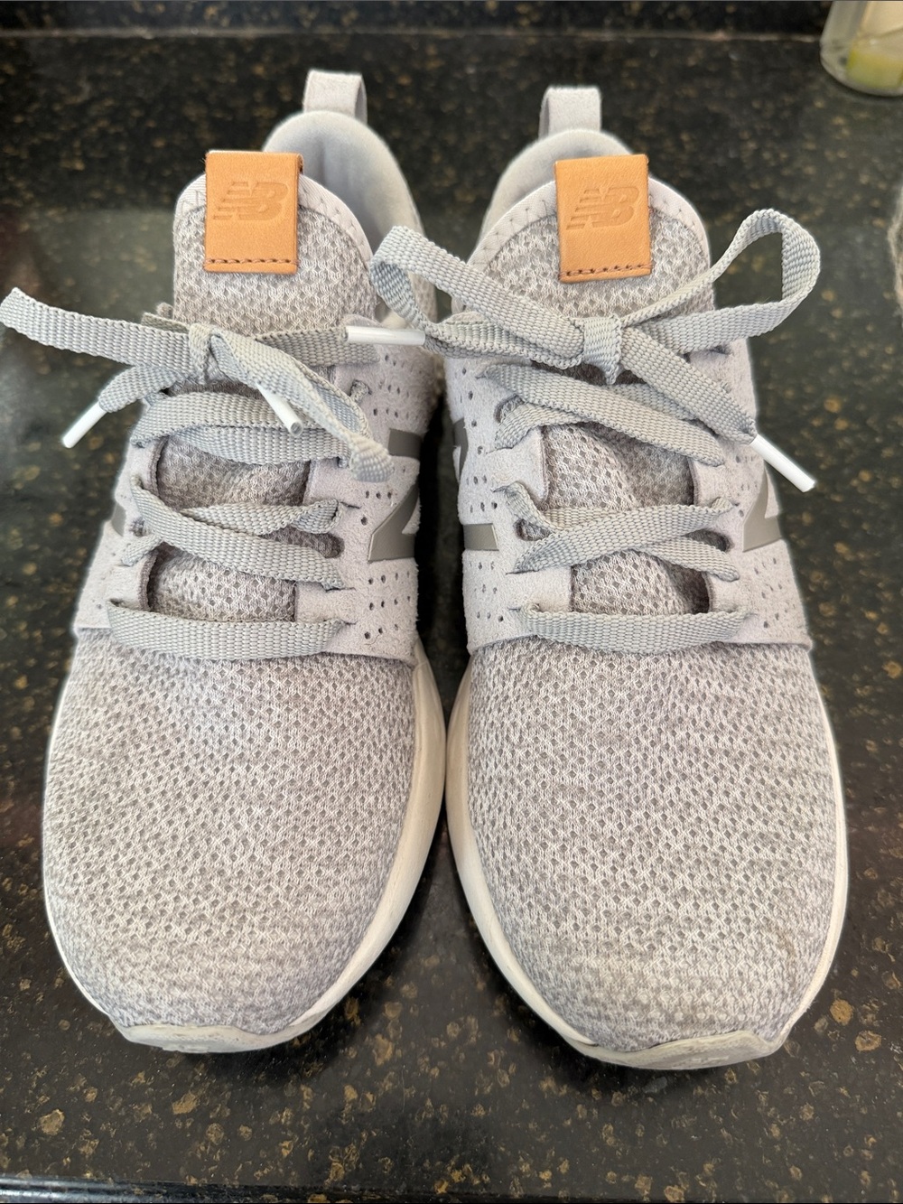 New Balance Light Grey and Tan tab Athletic Sneakers